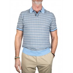 POLO A RAYURES BLEU EN...