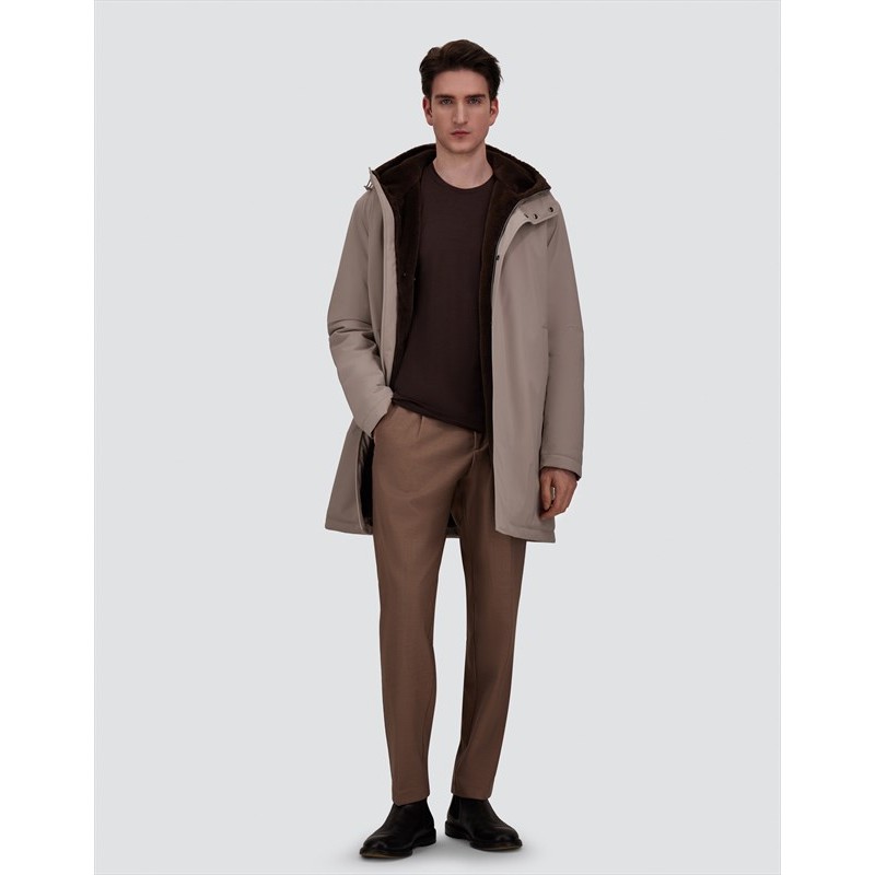 PARKA &Agrave; CAPUCHE DOUBLE DE FOURRURE &ndash; BEIGE