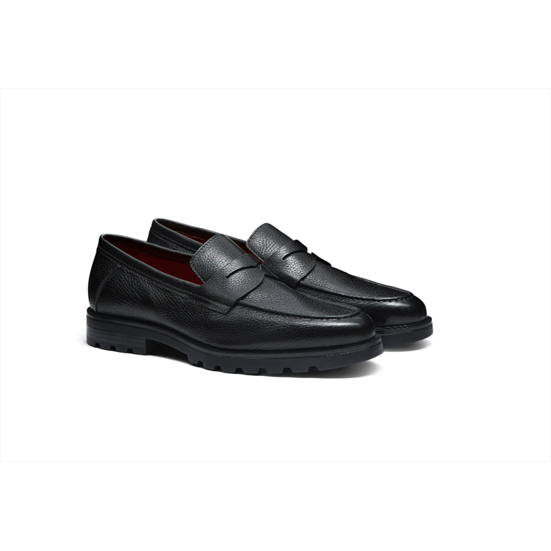 MOCASSIN NOIR EN CUIR GRAINE